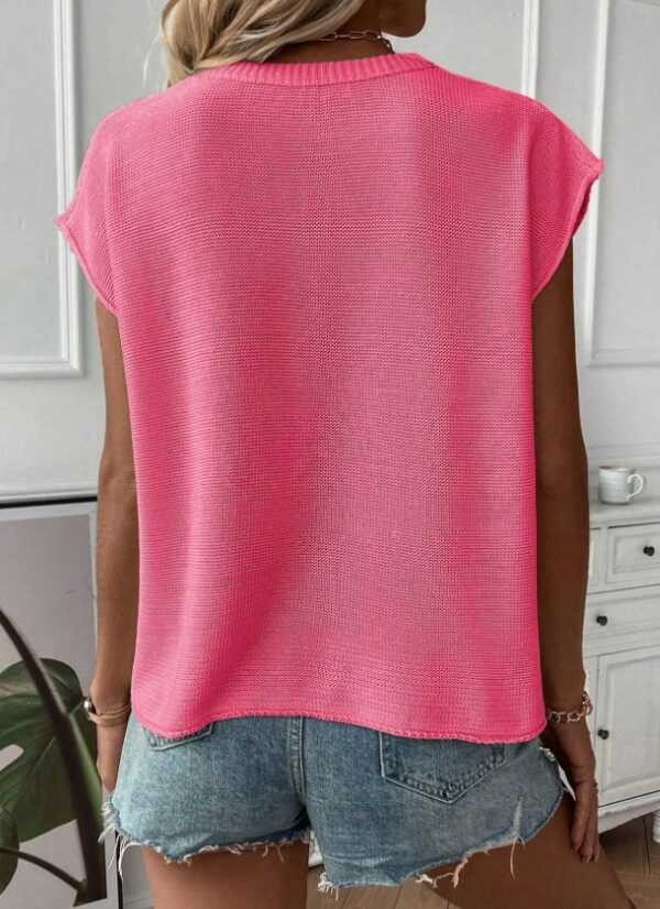 Solid Batwing Sleeve Sweater Vest - Image 4