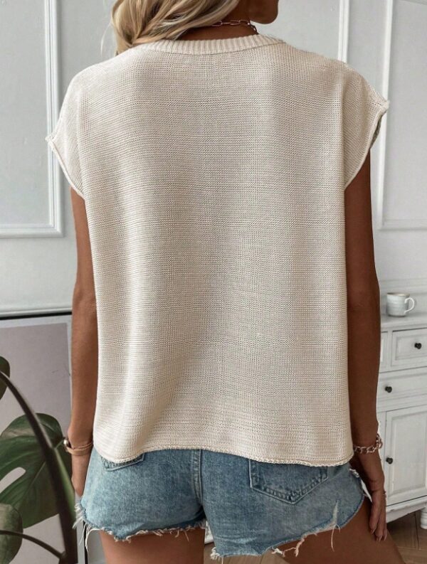 Solid Batwing Sleeve Sweater Vest - Image 2